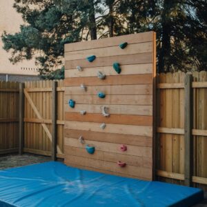 Simple wooden climbing wall