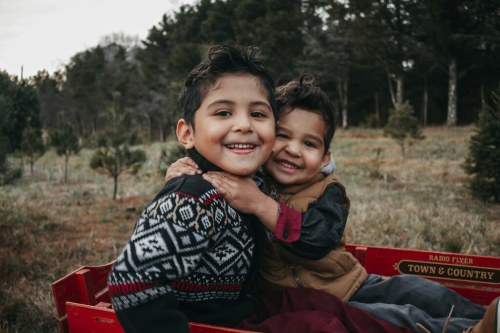 Kids christmas tree farm photoshoot